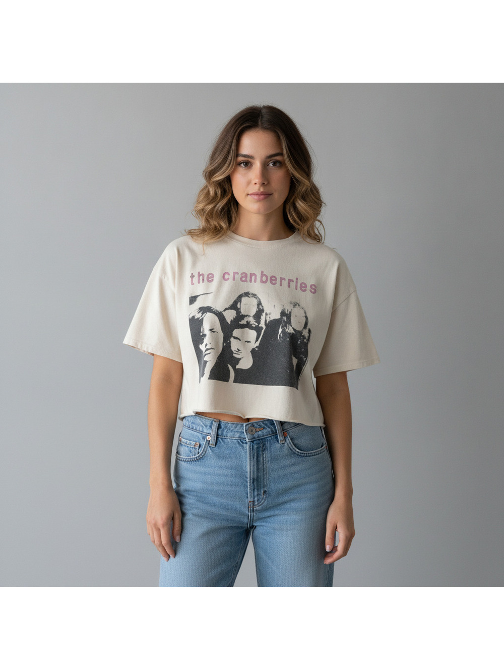 H&M Divided The Cranberries Crop Top Tee Cream XS - Picture 2 of 8